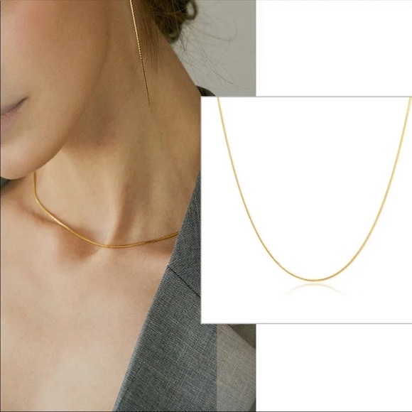 18K Gold Plated Thin Minimal Dainty Necklace - Picture 1 of 12